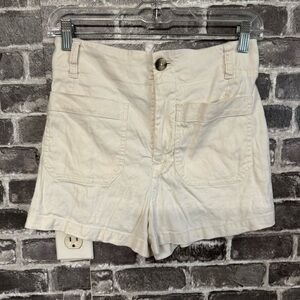 Maeve by Anthropologie the Colette short cream white linen blend